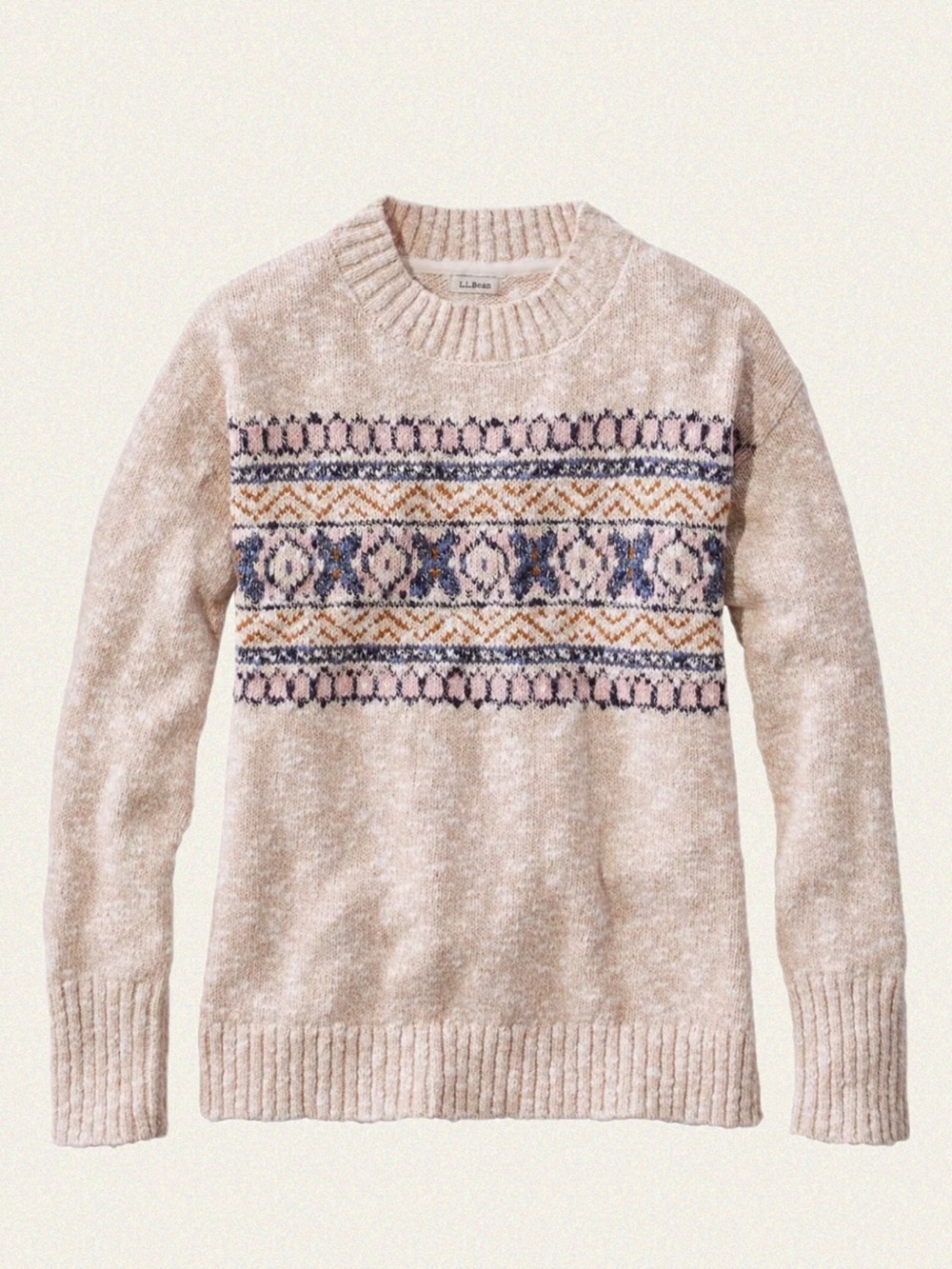 L.L.Bean Cotton Ragg Fair Isle Crewneck Sweater